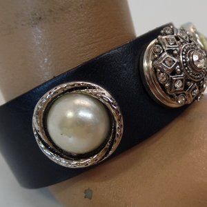 One Snap Chunk Buttons Bracelet W 3 Snap Charms Adjustable 2 Sizes